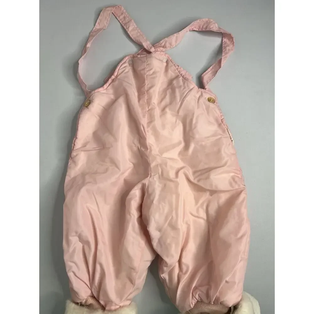 Vintage Snowsuit Quilted Pram Trundle Bundle Pink Removable Booties
